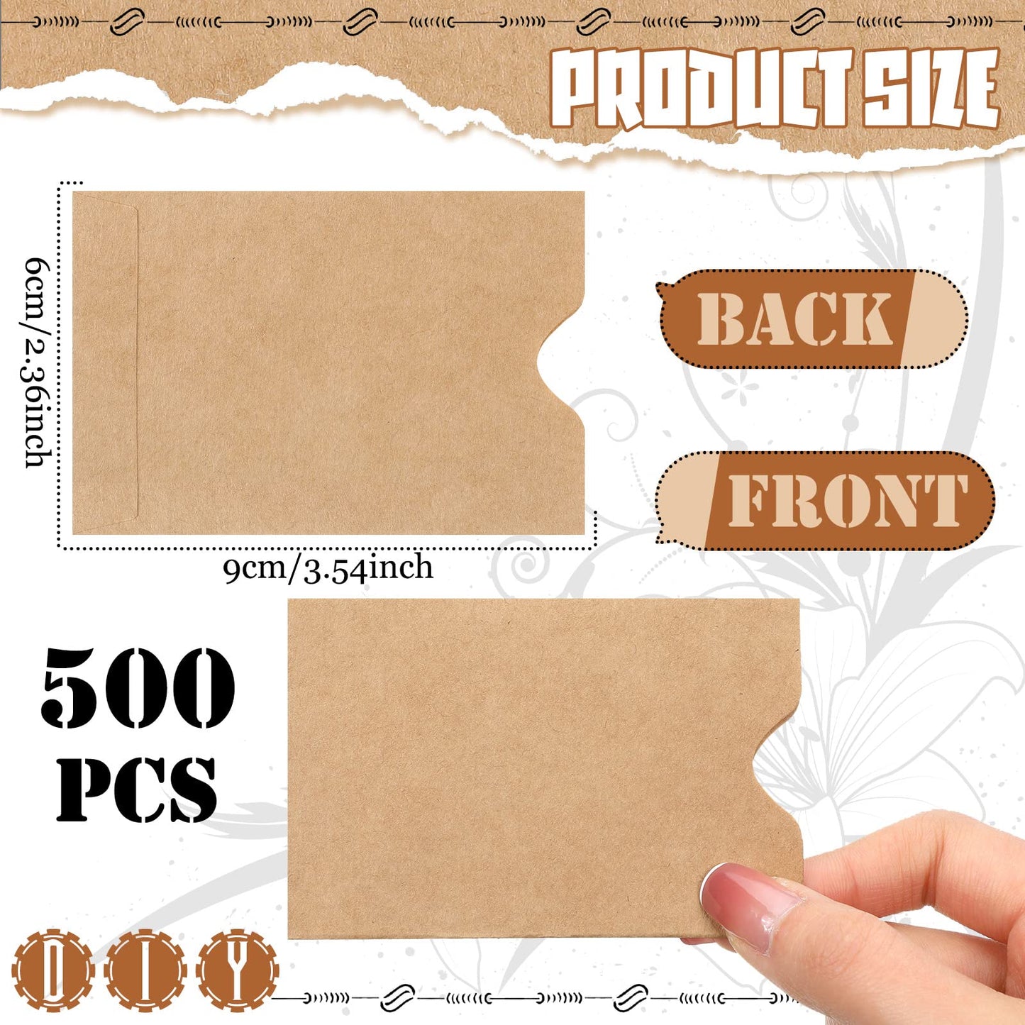 Teling 500 Pack Gift Card Sleeve 2.4 x 3.5 Inches Credit Hotel Key Debit ID Cards Holder Envelopes for Office Business Protector