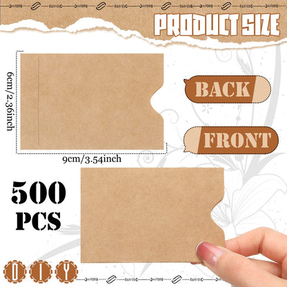 Teling 500 Pack Gift Card Sleeve 2.4 x 3.5 Inches Credit Hotel Key Debit ID Cards Holder Envelopes for Office Business Protector