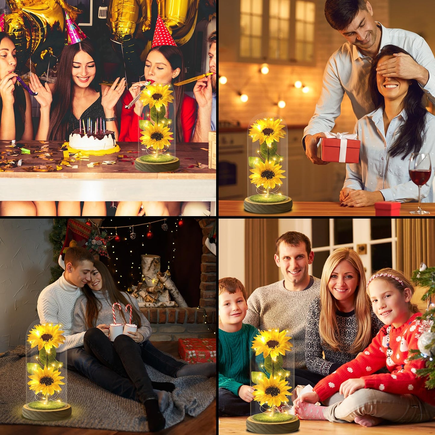 Mothers Day Gifts Sunflower Gifts for Women Mom Grandma, Enchanted LED Sunflower Lamp, Unique Artificial Flowers in Glass Dome, Present for Christmas,Birthday, Anniversary, Wedding,Mother's Day