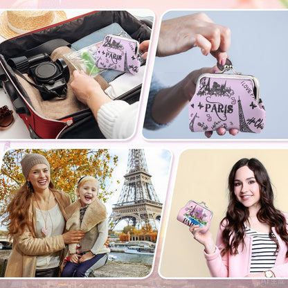 9 Pcs Paris Souvenir Coin Purse Bulk for Women Souvenirs Gifts Change Wallet City Travel Vintage Kiss Lock Change Purses Bulk for Ladies Women Mother Teacher