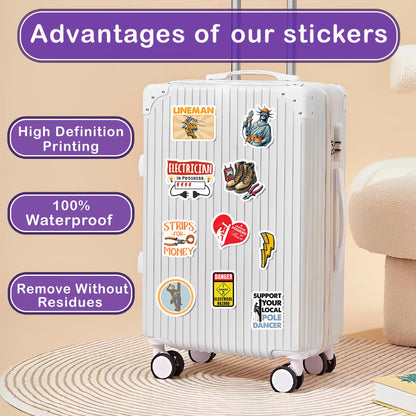 50 Pcs Lineman Vinyl Sticker Waterproof Hard Hat Decals Electrician Stickers Tablet Water Bottle Luggage Laptop Helmet Phone Window Toolbox Gifts for Adults Men Line Worker Coworkers