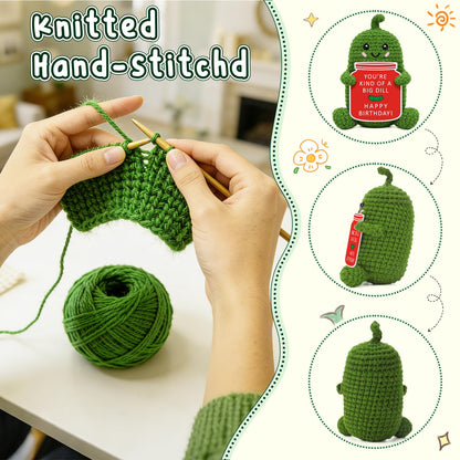 Xinezaa Crochet Pickle Gifts, Birthday Gift for Women Men, Cute Funny Birthday Card for Mom, Dad, Sister, Friend, Daughter, Wife, Girlfriend, Teens, Coworkers, Unique Bday Gifts Present for Her