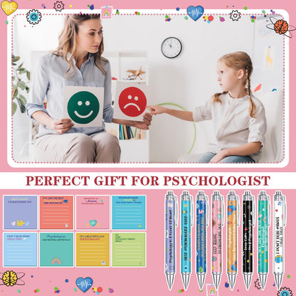 AmazingSpark 24 Sets Psychologist Gifts Include Ballpoint Pens and Sticky Notes for School Psychologist Mental Health Therapist Counselors Psychology Student Birthday Gift