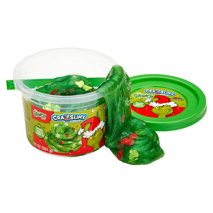 CRA-Z-Slimy The Grinch Green Glitter Slime Tub, 20 oz – Includes Festive Grinch Confetti, Stretchy Holiday Slime for Kids Ages 6+, Sensory Christmas Toy