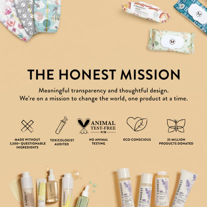 The Honest Company New Mama Care Essentials Gift Set, Hospital Bag Must Haves, Travel Size Nip Balm (0.5 oz) Glow On Body Cream (1 Gotta Face Wash (1.75 fl) with Reusable Pouch