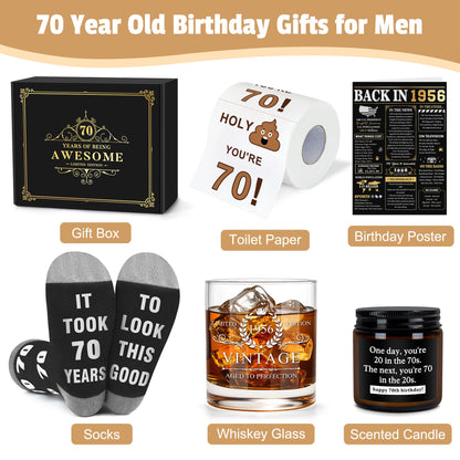 70th Birthday Gifts for Men Meaningful 70 Year Old Birthday Gifts for Men Unique 1956 Gift Ideas for 70 Year Old Man Funny Gift Set for Man Over 70 Fabulous Happy 70th Bday Decorations for Him Dad