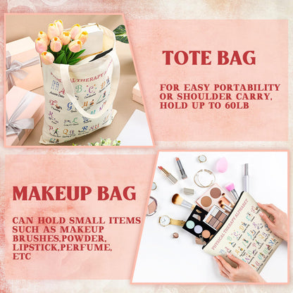 Shinylin 2 Pcs End of Year Physical Therapy Gifts Physical Therapist Tote Bag with Makeup Bag Occupational Therapy Appreciation Gifts Thank You Retirement Presents for Women Pt Pta Ot