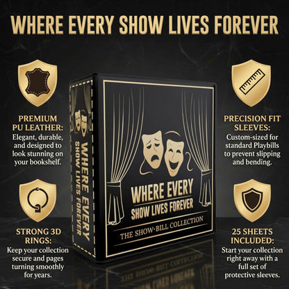 Broadway Playbill Binder with sleeves, Playbill Theater Holder & Showbill binder Organizer Album, Playbill Gifts for Women & Men, and Musical Theater Show Lovers, 25 protective sheets