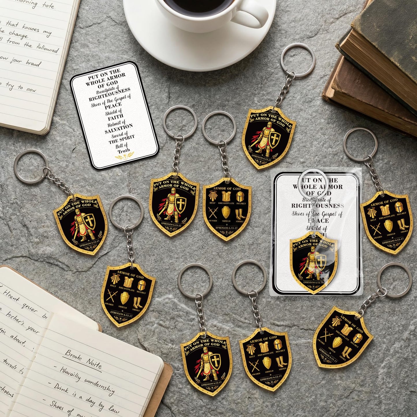 50PCS Christian Keychain Gifts for Men plus 50 Cards Transparent Bags Religious Key Chain Bulk Father's Day Party Gift Supplies