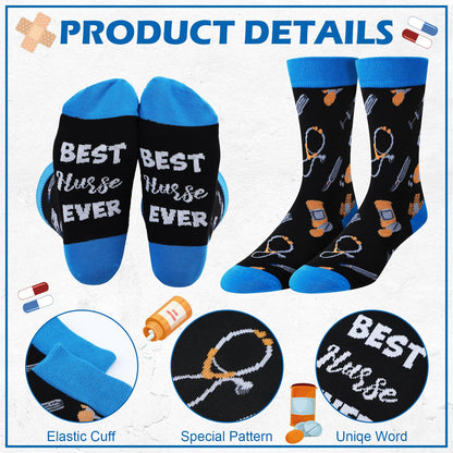 Shihanee 2 Pairs Nurse Socks for Men Nurse Appreciation Gifts Novelty Male Nursing Socks for Rn Cna Lpn Medical Assistant Nursing