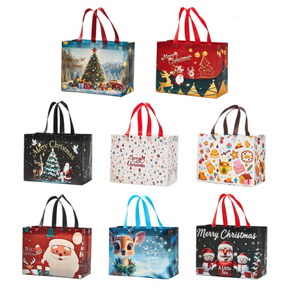 sishunhang 8PCS Christmas Gift Bags, Large Non-Woven Tote Bags with Handle For Christmas Event Party Wrapping Shopping, Xmas Party Supplies 12.8"*6.7"*9.8"