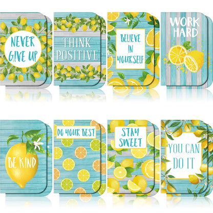 Fainne 16 Pcs Lemon Party Favors Mini Lemon Notebook Bulk for Women Gifts, 3.2 x 5 Inches Small Pocket Notepads for Fruits Theme Decoration, 8 Styles