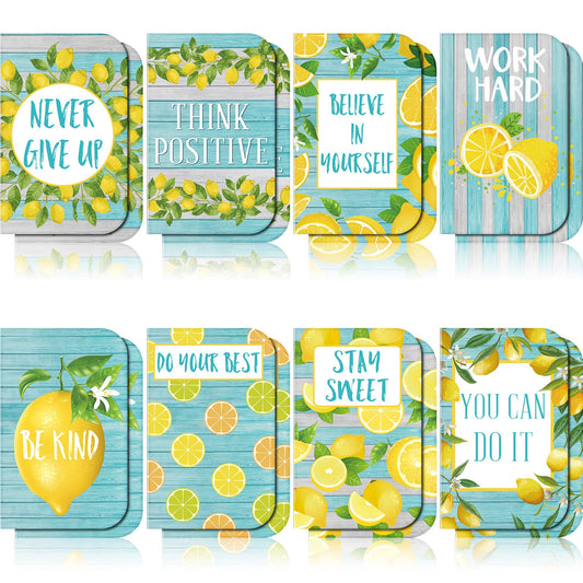 Fainne 16 Pcs Lemon Party Favors Mini Lemon Notebook Bulk for Women Gifts, 3.2 x 5 Inches Small Pocket Notepads for Fruits Theme Decoration, 8 Styles
