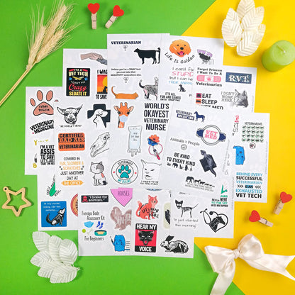 BulbaCraft 100Pcs Funny Veterinary Stickers and Laptop Decals, Vet Stickers, Veterinarian Decals, Funny Veterinary Gifts, Gifts for Women & Men