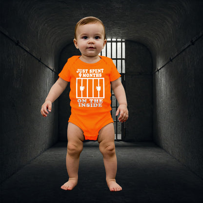 Reaxion Funny Cute Baby Boy Girl Handmade Clothes Infant Just Spent 9 Months On The Inside Bodysuits
