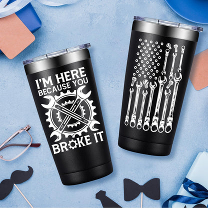 Fufandi Mechanic Gifts - Maintenance Appreciation Gift, Maintenance Man Gifts for Men - Mechanic Worker Travel Coffee Tumbler 20oz