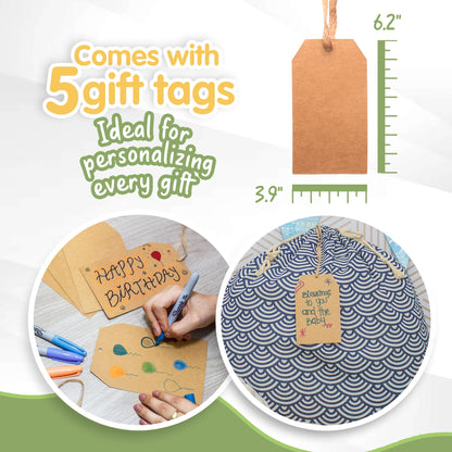 ERIBAGZ 2 pcs Giant gift bag 35.43” x 27.55”. Bonus: 5 gift tags & string. Reusable Jumbo gift bag. Extra large gift bag. XL gift bag. Ed. 1.