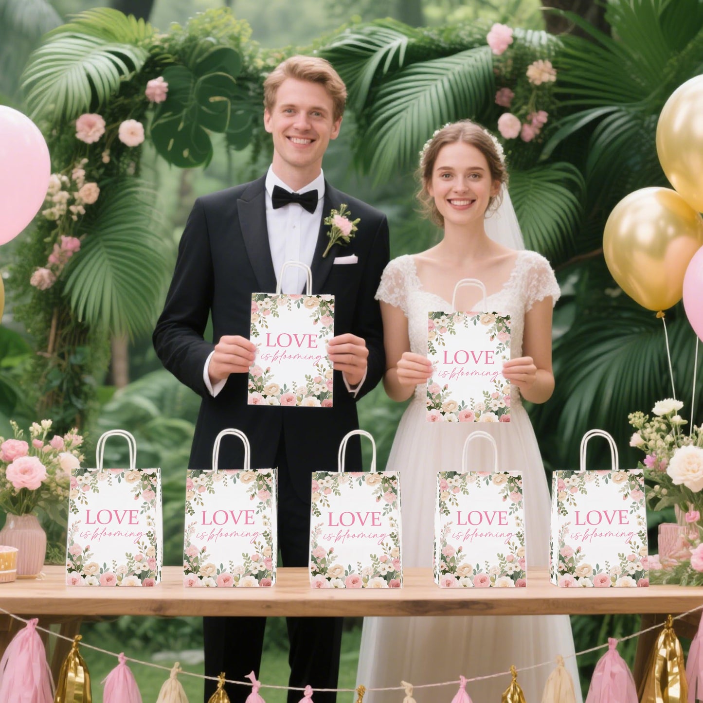 Hzbcxs 20Pcs Love is Blooming Goodie Bags, Bridal Shower Gift Bags, Engagement Wedding Party Decorations, Fresh Off the Market Bridal Shower Decorations