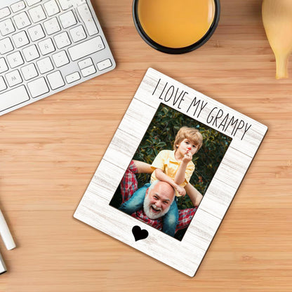 Grampy Gifts Picture Frame 5x7, Grampys Photo Frame, Christmas Fathers Day Birthday Gifts for Grampys from Grandkids, I Love My Grampy Wooden Picture Photo Frames for Desk Home Room Decor