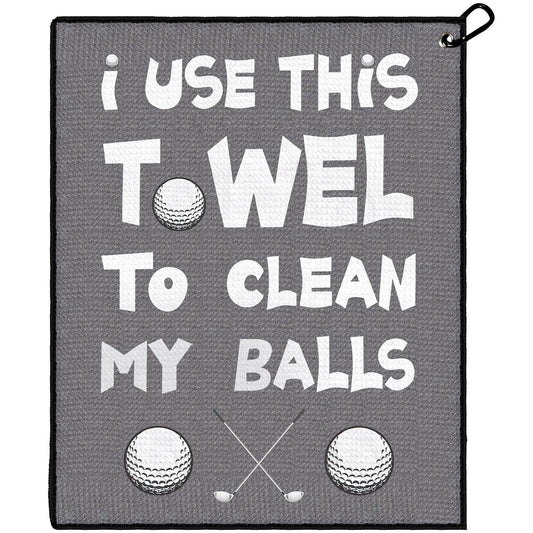 Funny Golf Towel, Funny Golf Gifts Golfers for Any Golf Fan, Golf Accessories for Men Dad Husband, Golf Stuff Inted Golf Towel with Clip - I USE This Towel to Clean My Balls(Gray