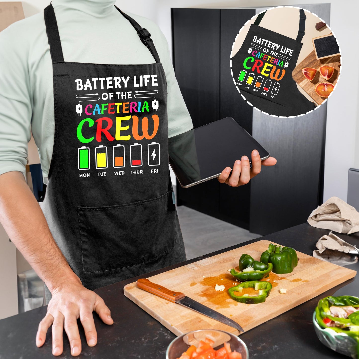Cafeteria Worker Gifts Adjustable Apron with Pockets, Lunch Lady Hero Appreciation Gifts