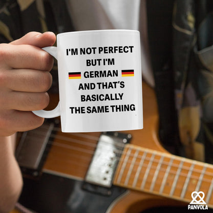 Panvola I'm Not Perfect But I'm German Funny German Gifts for Friends Coworkers Sarcastic Gifts Novelty Drinkware Ceramic Mug 11 oz White