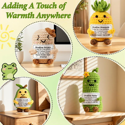 Emotional Support Crochet Positive Avocado Inspirational Cheer Up Gifts for Women,Handmade Positive Crochet Gift Thank You Birthday Mothers Day Teacher Appreciation Gifts for Coworker Nurse Mom Friend