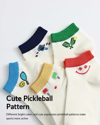 Moyel Pickleball Gifts for Women 5 Pairs Funny Cute Pickleball Ankle Socks Size 5-8 Novelty Crazy Womens Socks Accessories