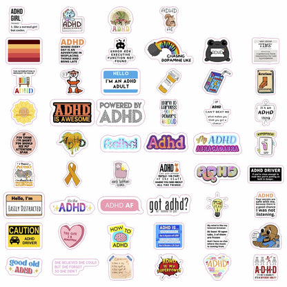 BulbaCraft 100Pcs Funny ADHD Stickers for Water Bottles, Laptops - ADHD Gifts for Adults, Gifts for Women & Men