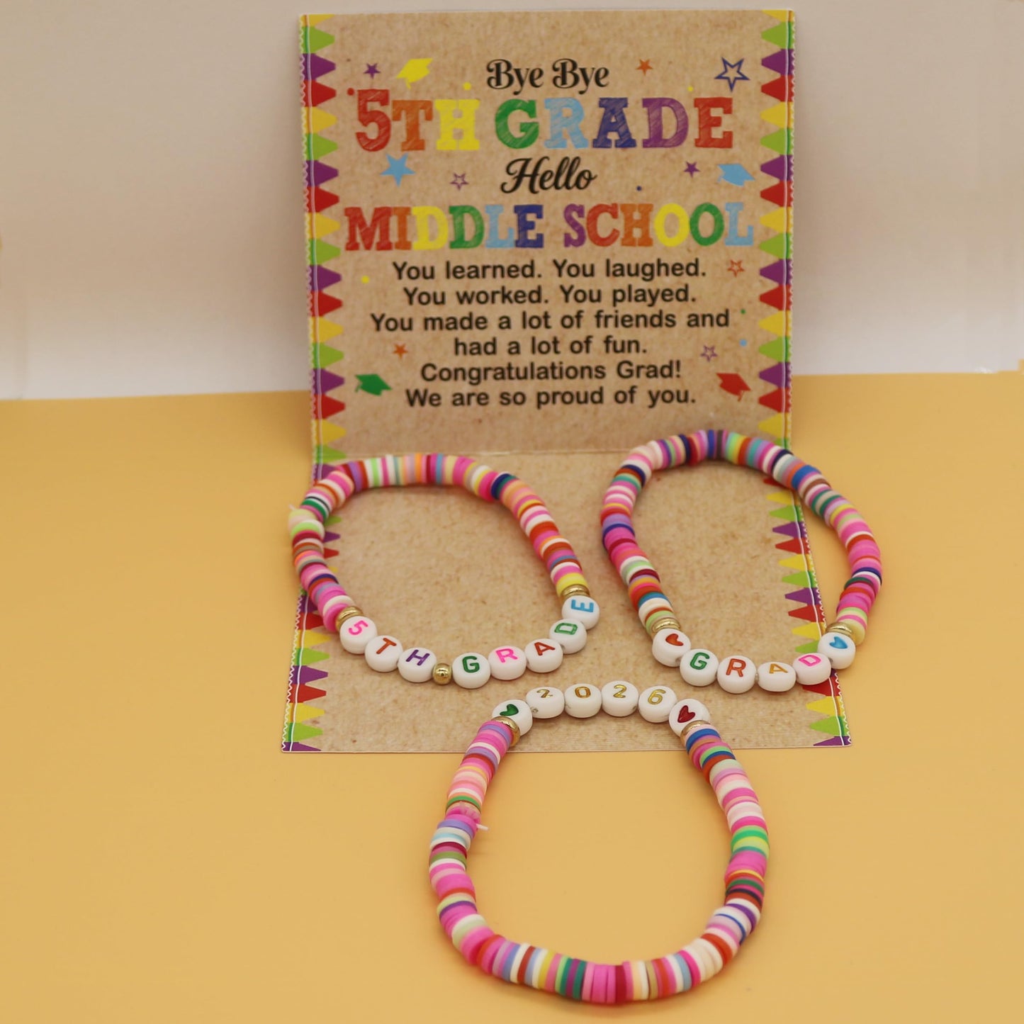 5TH Grade Graduation Bracelet Gifts for Girls Her, 5TH Grade Graduation Decorations 2026, Last Day of 5th Grade Elementary School Graduation Gifts, Bye Bye 5th Grade End of School Year Gift