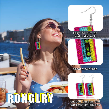 80s 90s Earrings for Women Colorful Lightning Acrylic Drop Earrings Neon Earrings Bulk for 80's 90's Outfit Glow Party Halloween 80s Accessories Jewelry