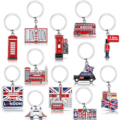 Landical 12 Pcs London Metal Keychain Key Rings Bulk London Travel Souvenirs for Women Men Friends British Christmas