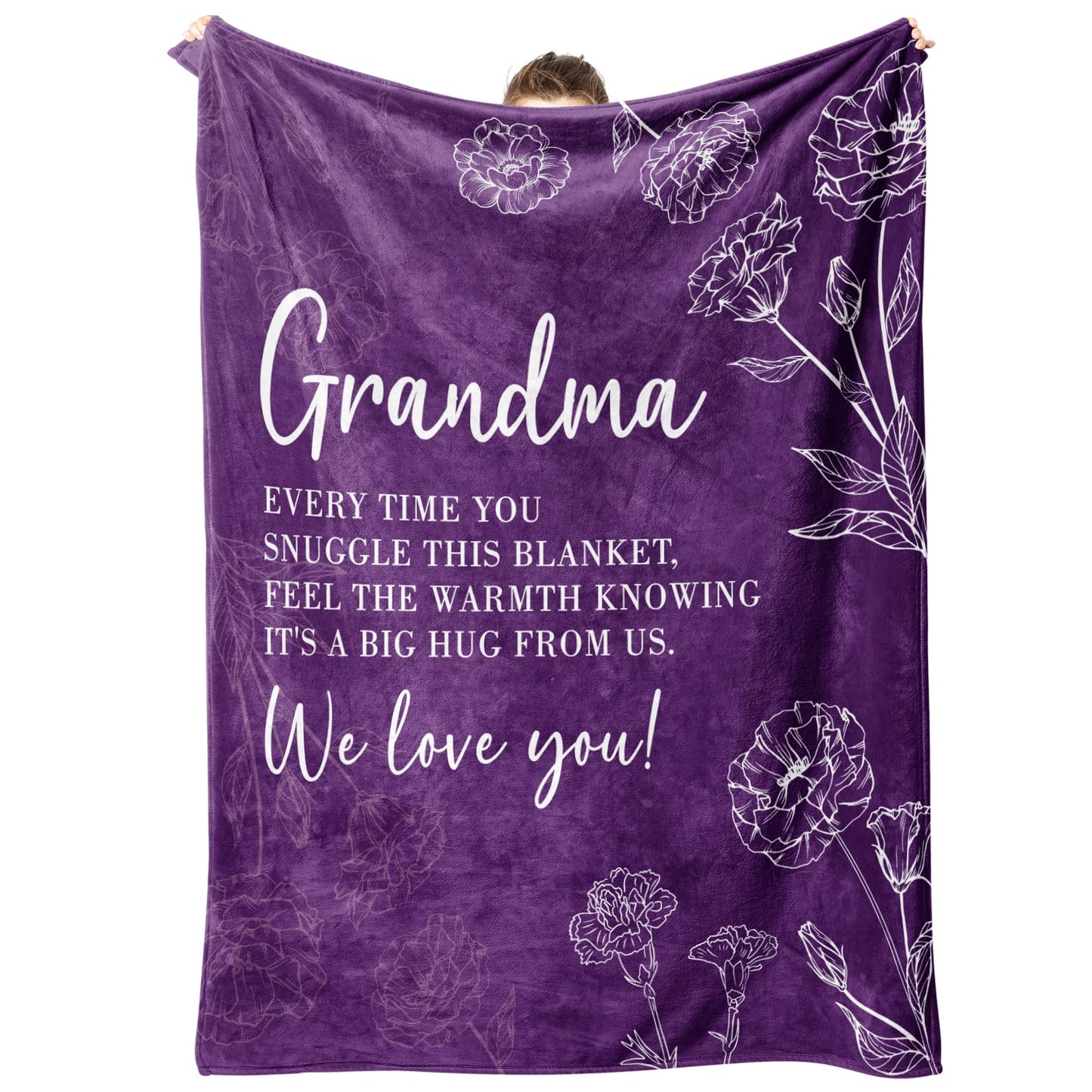 Grandma Gifts, Birthday Gifts for Grandma from Grandkids, to My Grandmother Soft Throw Blanket for Christmas Mothers Day 50" x 60", Purple