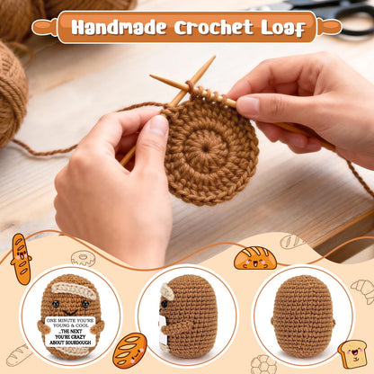 Belatelove Birthday Gifts for Men Women Him Her, Handmade Crochet Bread “About Sourdough” Decorations, Funny Birthday Crochet Gifts for Girlfriend Boyfriend Couples Wife Husband, Cute Desk Decor