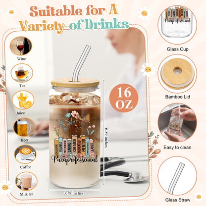 Yungyan 35 Pcs Paraprofessional Appreciation Gift 6oz Glass Cup Tote Bag Leather Notebook Ballpoint Pen Highlighter Sticky Paper Clip for Paraprofessional Teaching Assistant