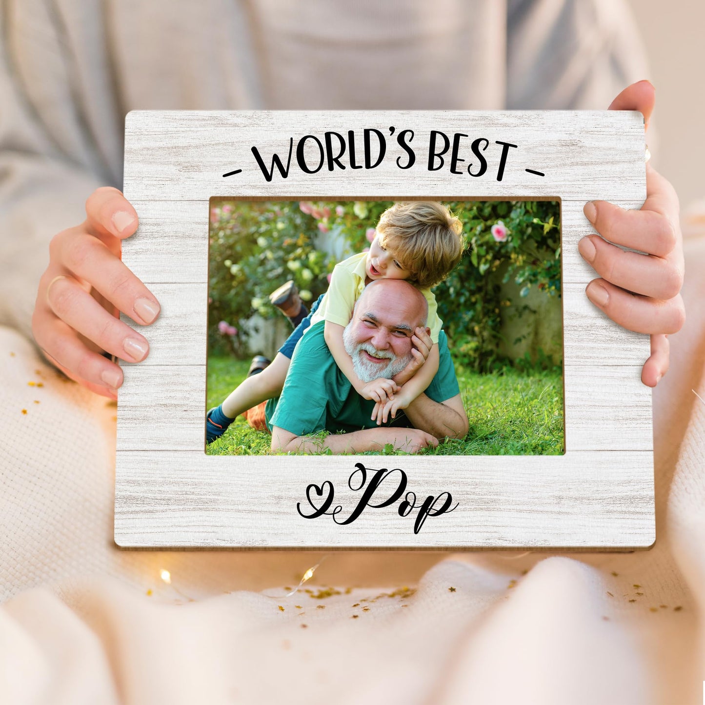 Pop Pops Gifts Picture Frames, Pop Grandpa Photo Frame Gift for Grandfather Fathers Day Christmas from Grandkids, World's Best Pop Picture Frame, Grandpa Wood Picture Frames for 5x7 Photos