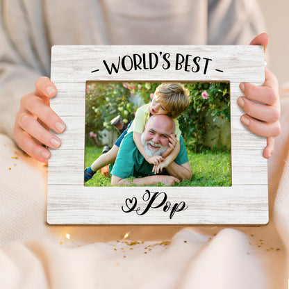 Pop Pops Gifts Picture Frames, Pop Grandpa Photo Frame Gift for Grandfather Fathers Day Christmas from Grandkids, World's Best Pop Picture Frame, Grandpa Wood Picture Frames for 5x7 Photos