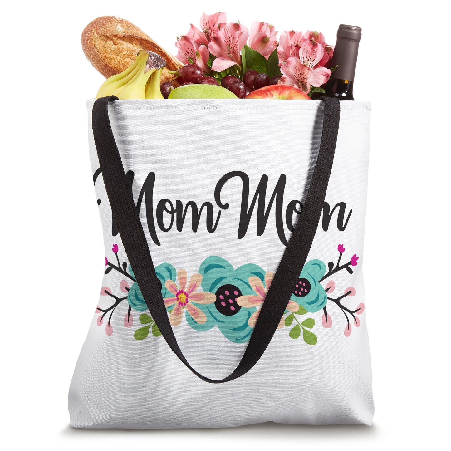 MomMom Gifts From Grandkids Floral Personalized Name Gift Tote Bag