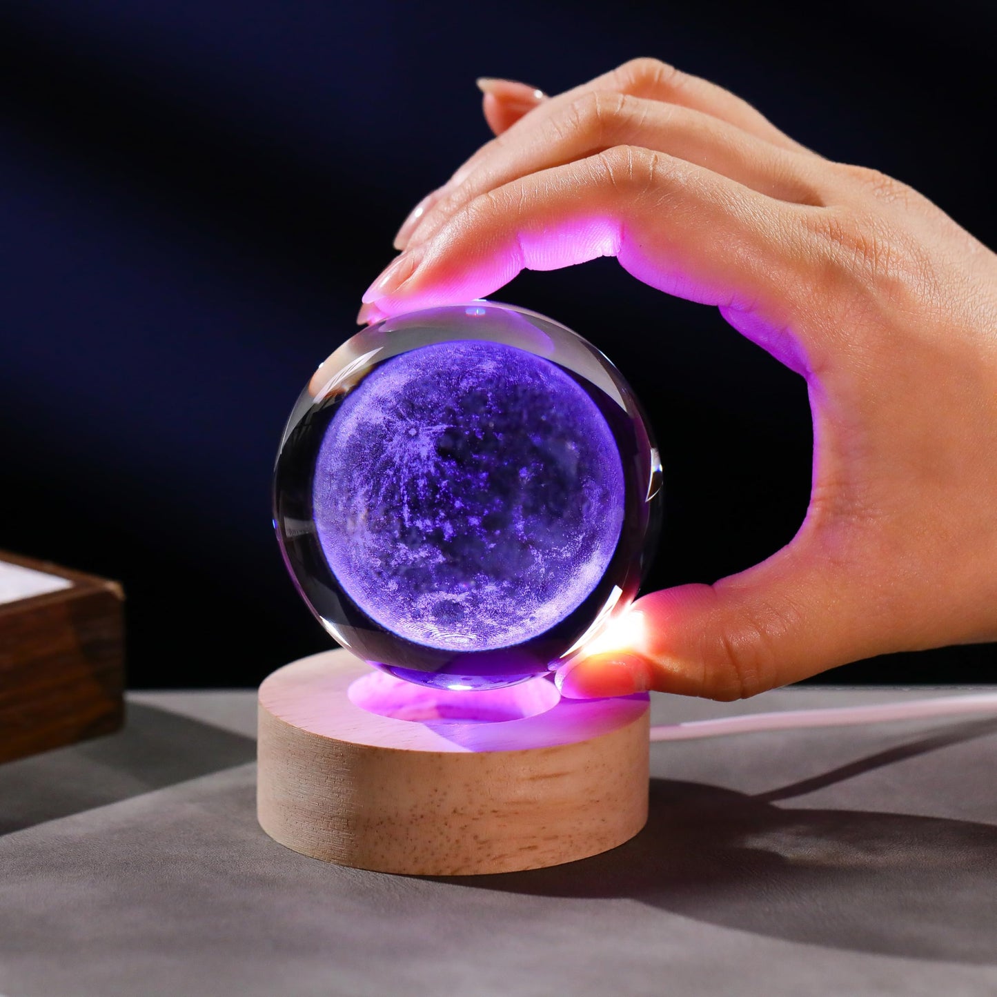 3D Moon Gifts for Women Crystals Ball 60mm- Planet Figurines Space Decor Glass Solar System Figurine Moon Stuff for Room Birthday astronamy Gifts for Best Friend Lovers Keepsake Paperweight