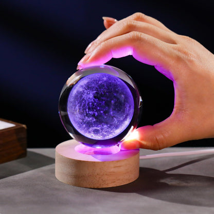 3D Moon Gifts for Women Crystals Ball 60mm- Planet Figurines Space Decor Glass Solar System Figurine Moon Stuff for Room Birthday astronamy Gifts for Best Friend Lovers Keepsake Paperweight
