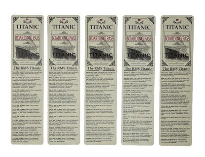 Titanic Bookmark Ticket Boarding Pass Merchandise RMS Titanic Gifts Memorabilia 5 Pack