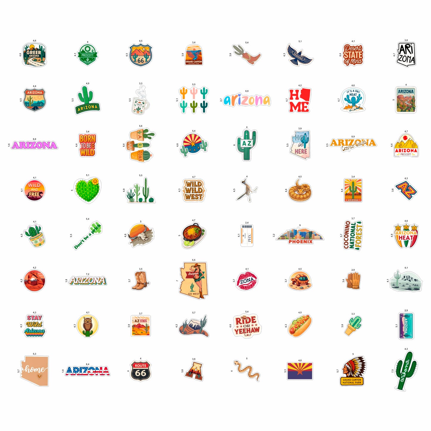 100Pcs Arizona Stickers Small for Water Bottle, Laptops, for Luggage - Arizona Gifts and Souvenirs, Party Supplies - Gift for Women & Men