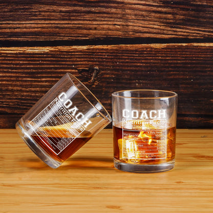 Futtumy Coach Nutrition Facts Whiskey Glass, Coach Gifts for Men, Basketball Coach Gifts, Baseball Coaches Gift, Best Coaches Gift for Soccer Softball Volleyball for Graduation Competition Christmas