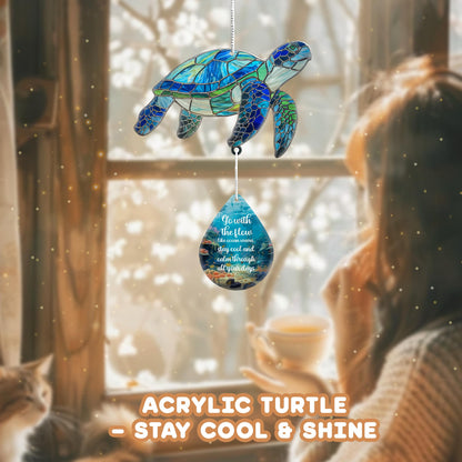 Sea Turtle Christmas Ornament with Waterdrop Quote – Sea Turtle Gifts for Women, Beach Gift for Women, Beach Lovers – Ocean Themed Gift, White Elephant Gifts for Adults