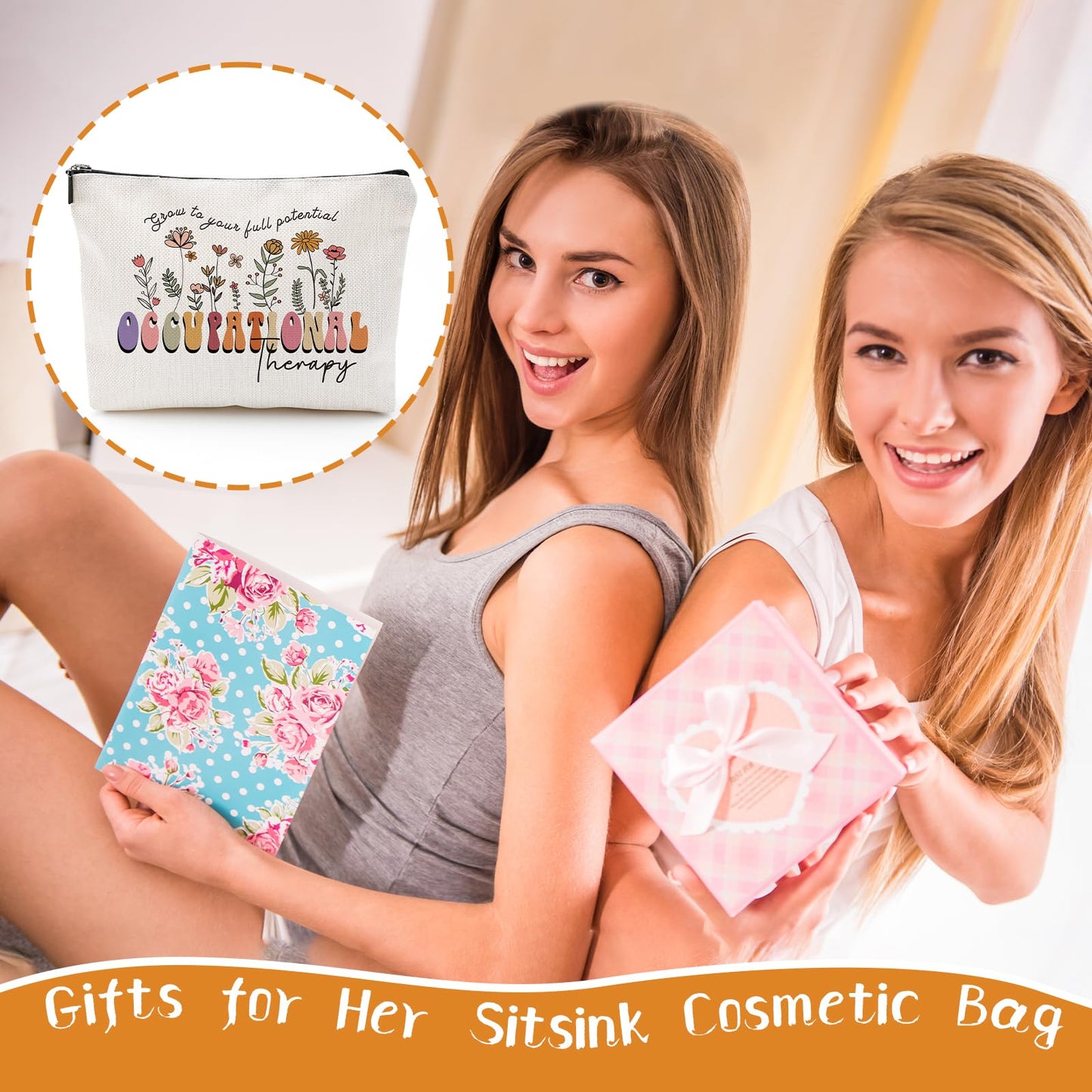 Sitsink Occupational Therapy Gifts - Inspirational Cosmetic Bags for Girls & Women, Grow to Your Full Potential