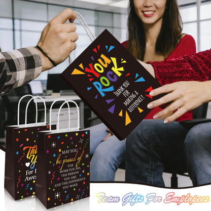 50 Pcs Thank You Gift Bags Team Employee Appreciation Gifts Bulk, Motivational Inspirational Paper Goodie Bags for Coworker Teacher Nurse Colleague Holiday Party Favor Supplies (Confetti Streamers)