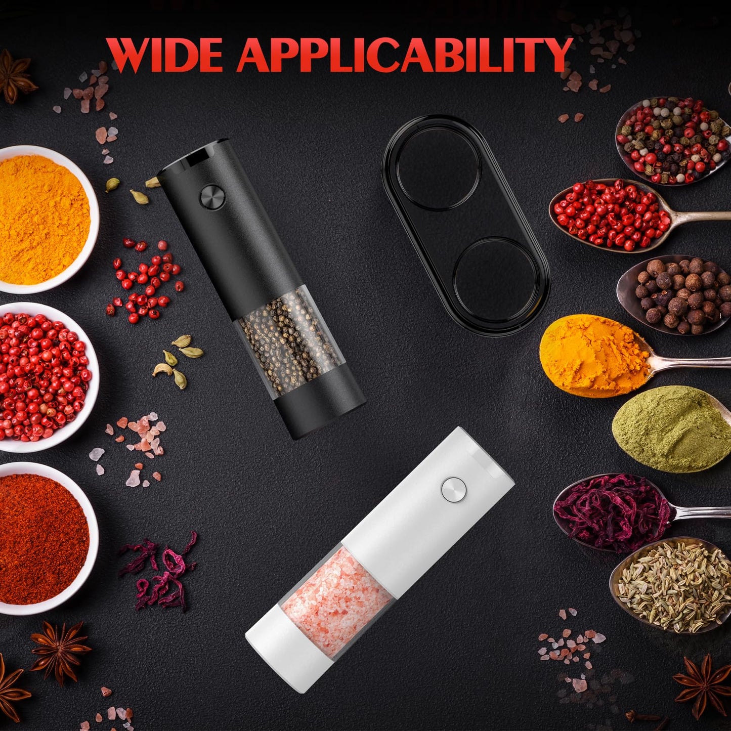 Electric Salt and Pepper Grinder Set Automatic Grinder for Kitchen Battery Pepper Mill Shakers Adjustable Coarseness Upgraded Larger Capacity with Led Gifts for Mom