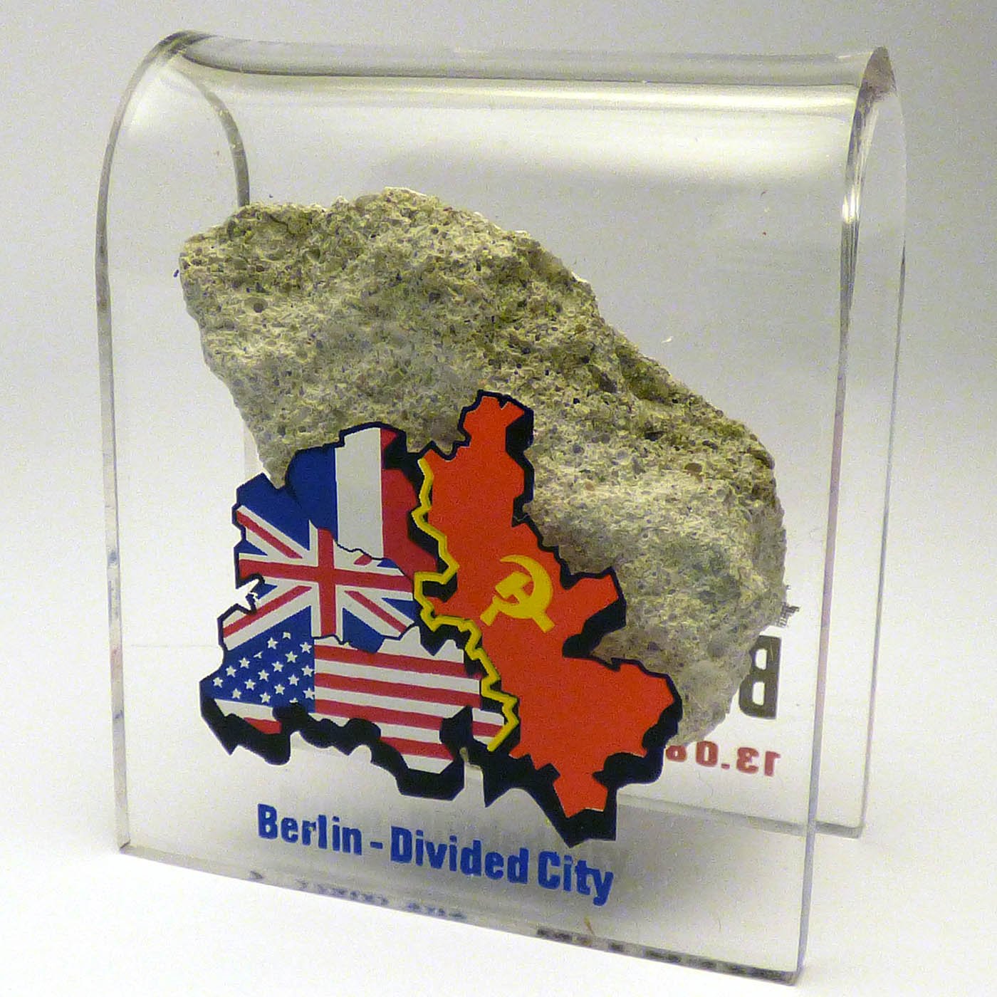 Original Piece of the Berlin Wall - Authentic Souvenir from the Real Wall in Germany Mounted in Acrylic Display (Small (2"X2"), Divided City)