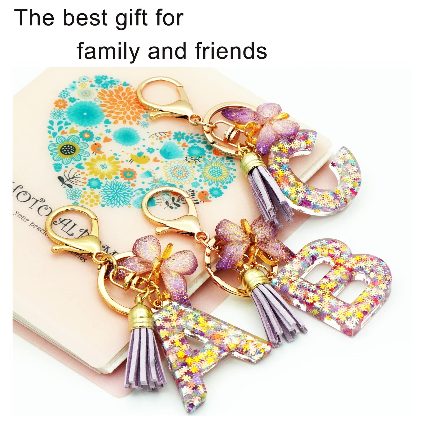 TTYY Initial Letter Keychain for Women Gift for Young Teenage Girl Gifts for Christmas to Mom Daughter Purple tassel