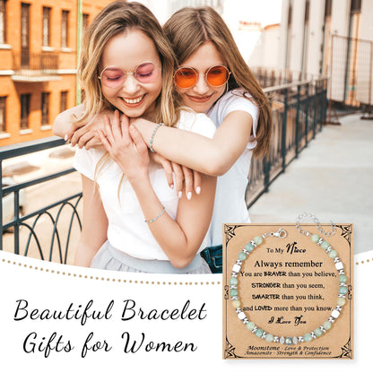 JoycuFF 𝗚𝗶𝗳𝘁𝘀 𝗳𝗼𝗿 𝗪𝗼𝗺𝗲𝗻 𝗠𝗼𝗼𝗻𝘀𝘁𝗼𝗻𝗲 𝗕𝗿𝗮𝗰𝗲𝗹𝗲𝘁 Amazonite Colorful Imperial Jasper Stainless Steel Beads Bracelets, Graduation Christmas Valentines Mothers Day Birthday Gifts